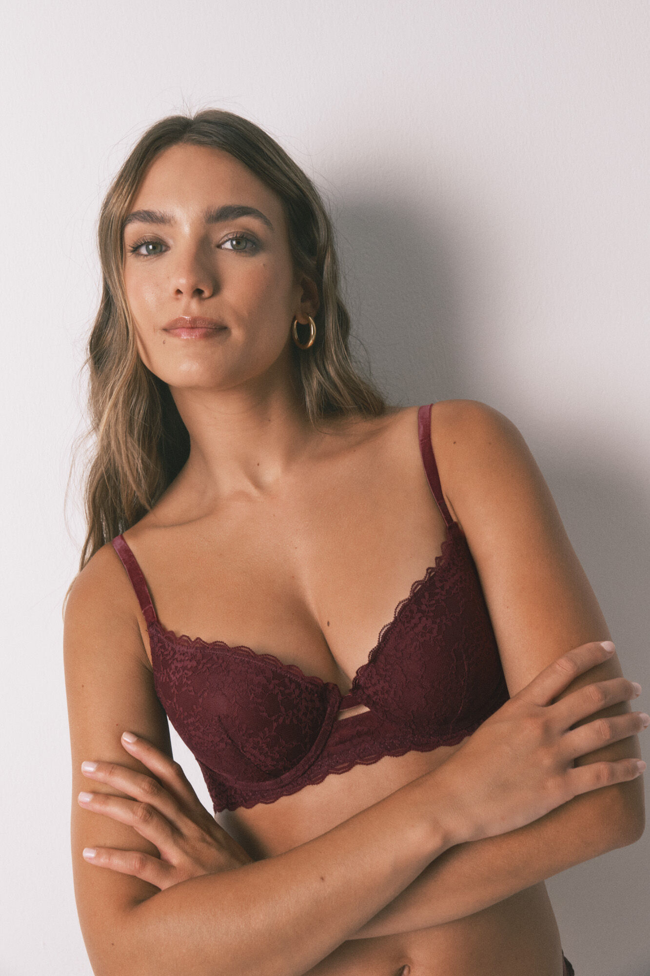 Women'secret Brasier GORGEOUS encaje push-up de burdeos p&uacute;rpura