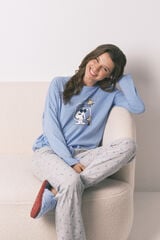 Women'secret Pijama larga algodón Snoopy azul  estampado