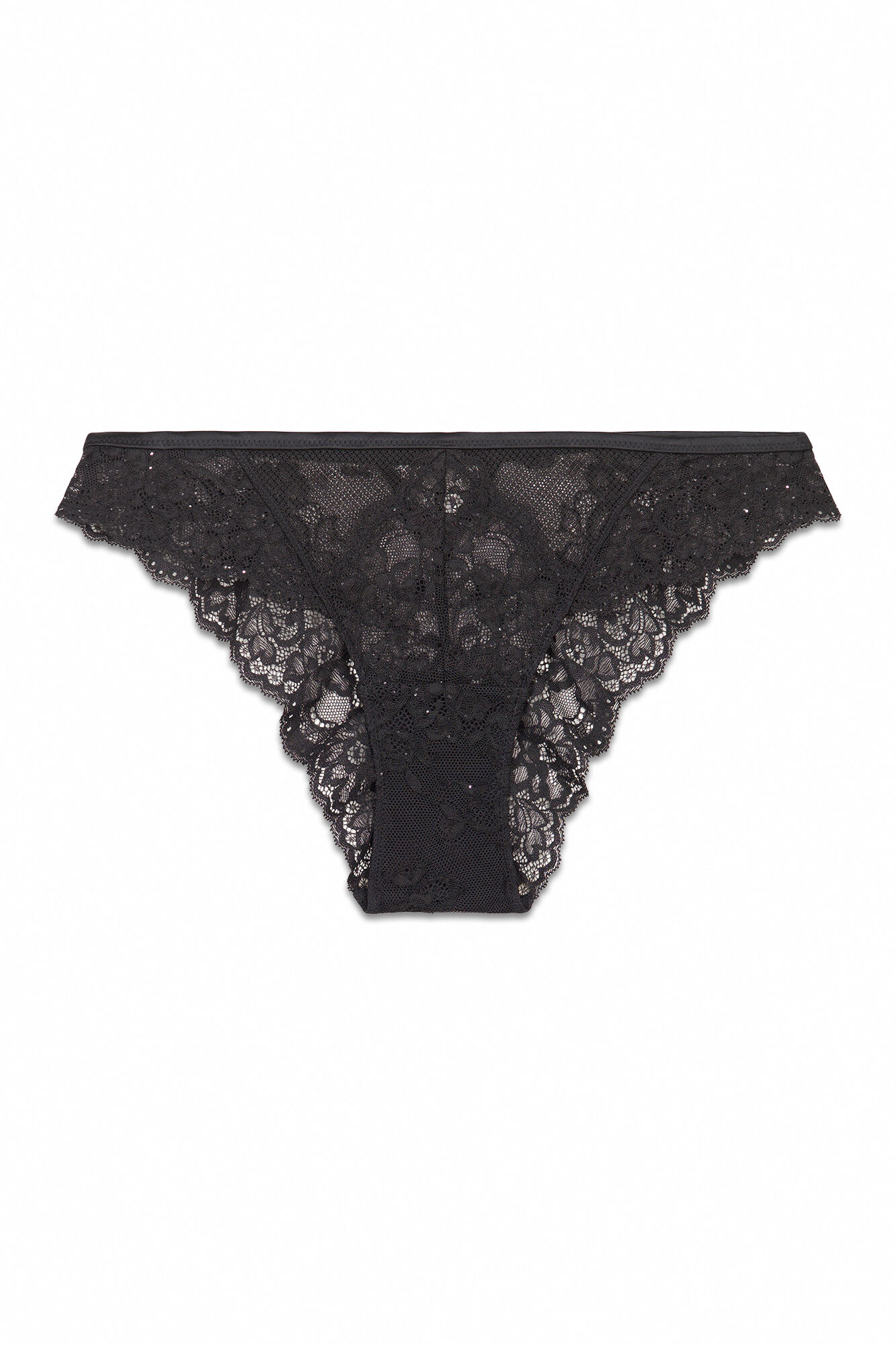 Women'secret Panty cl&aacute;sica encaje negro brillo negro