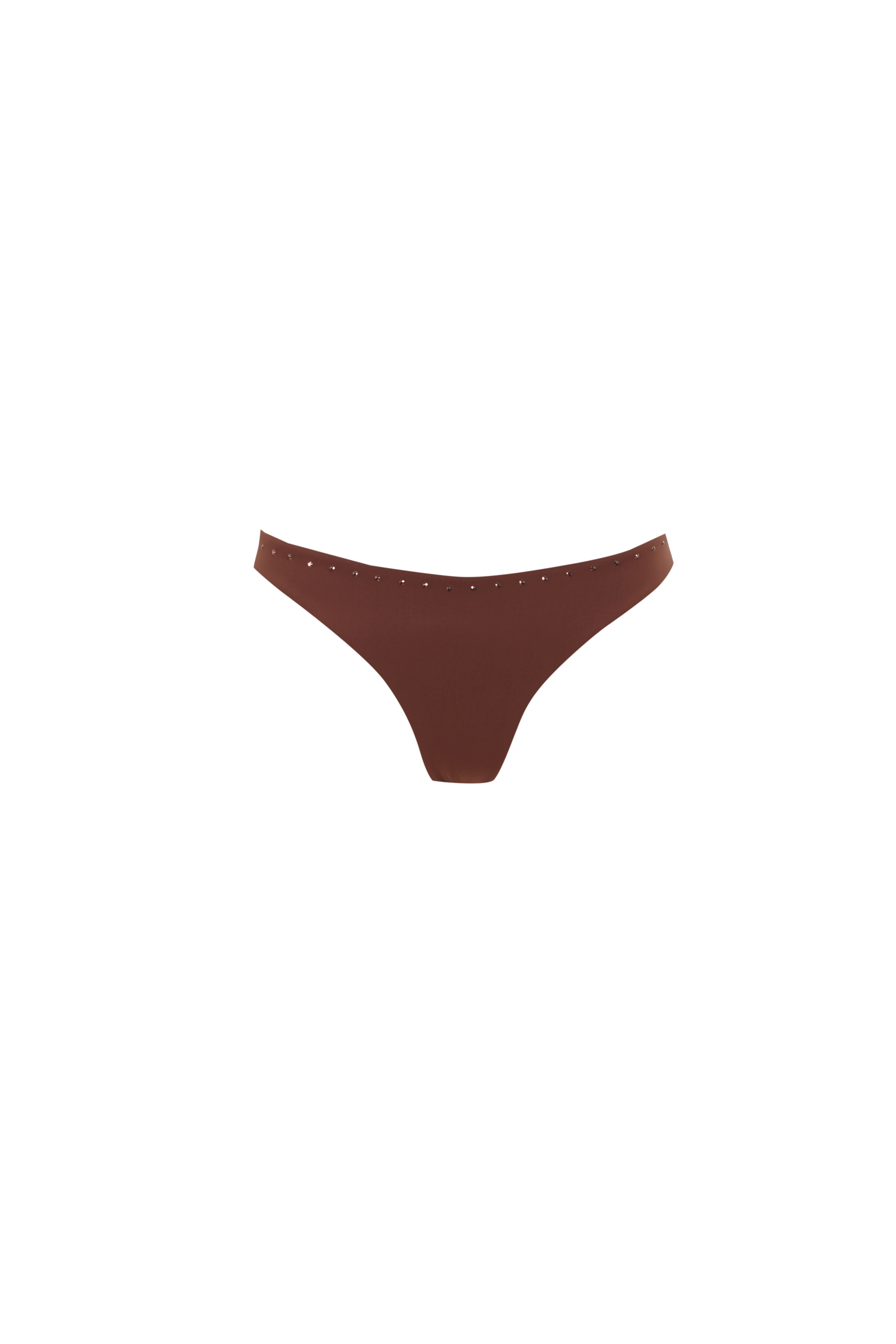 Women'secret Panty de bikini cl&aacute;sica marr&oacute;n con pedrer&iacute;a brillante. caf&eacute;