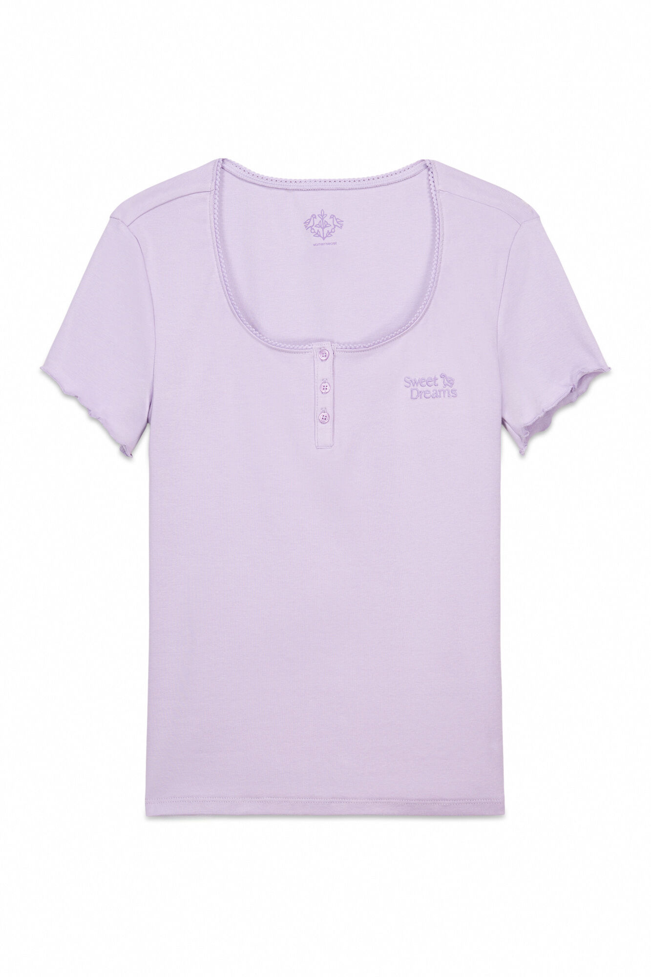 Women'secret Playera de manga corta de algod&oacute;n lila morado/lila