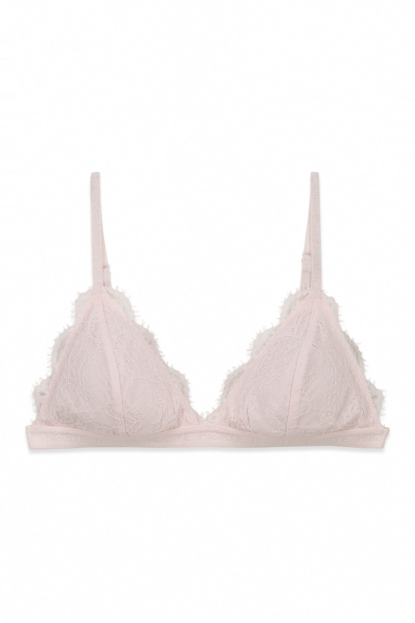 HI&BYE Brasier triangular de encaje rosa rosa