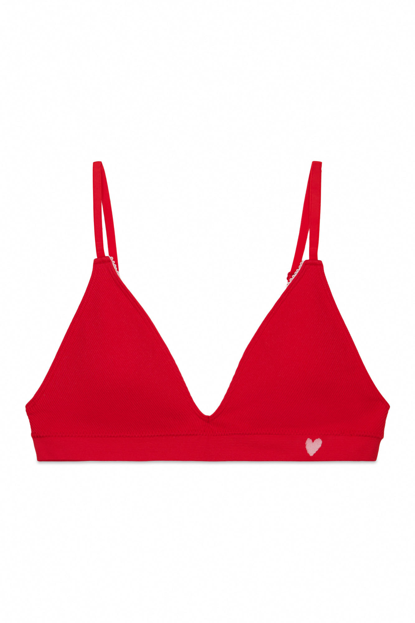 HI&BYE Brasier triangular sin costuras acanalado rojo rojo