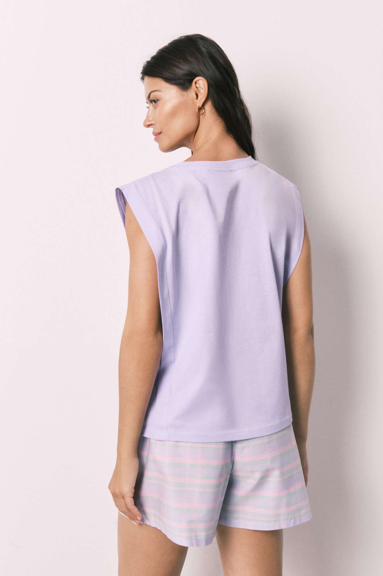 Women'secret Pijama corta de algod&oacute;n Snoopy morado/lila