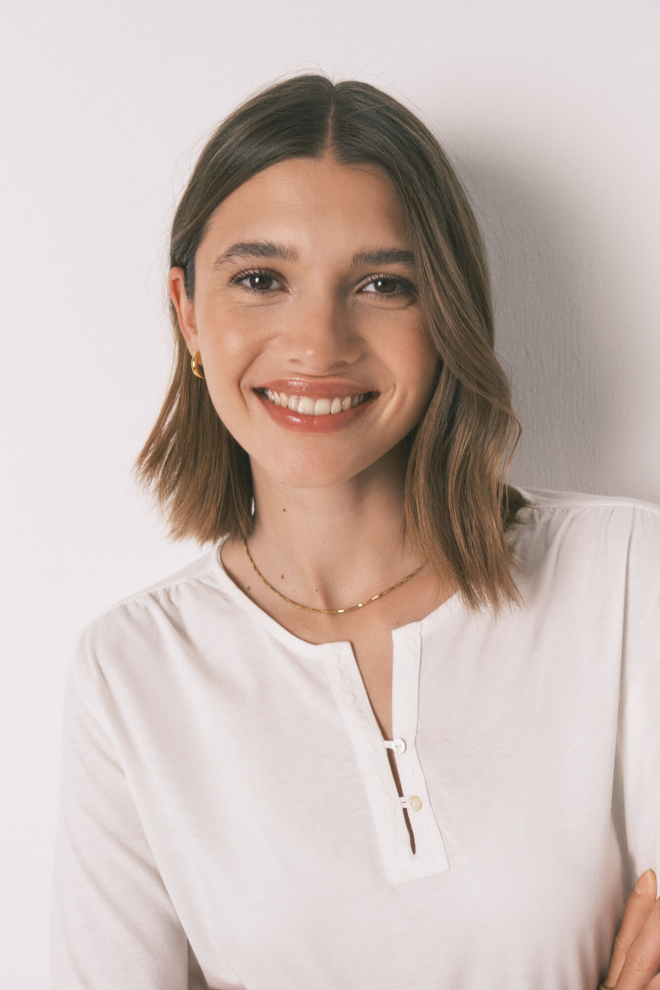 Women'secret Playera blanca de manga larga 100% algod&oacute;n blanco