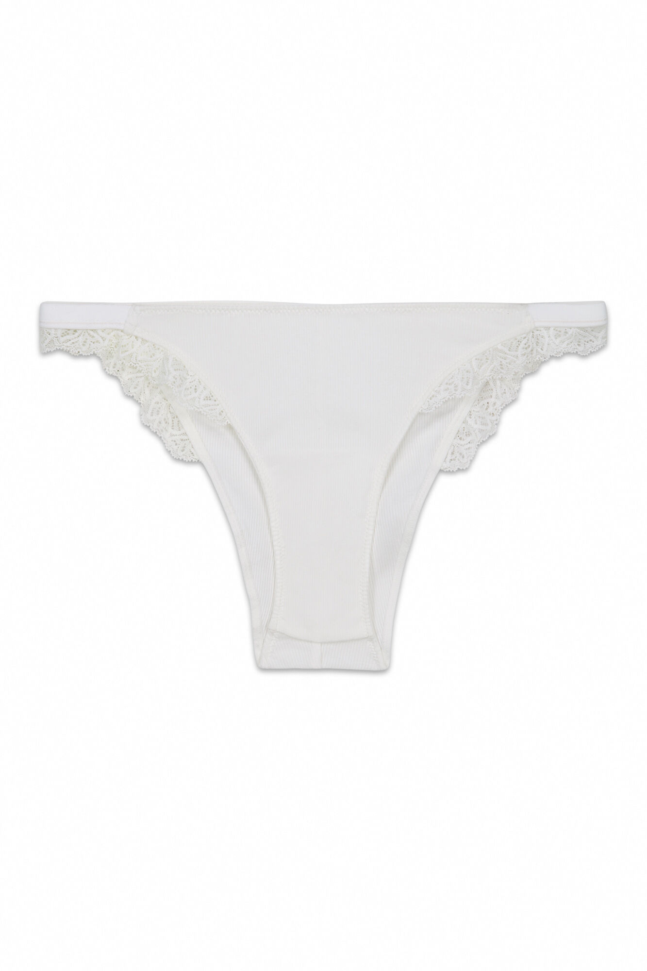 Women'secret Panty brasile&ntilde;o de tiras acanalado de algod&oacute;n blanco blanco