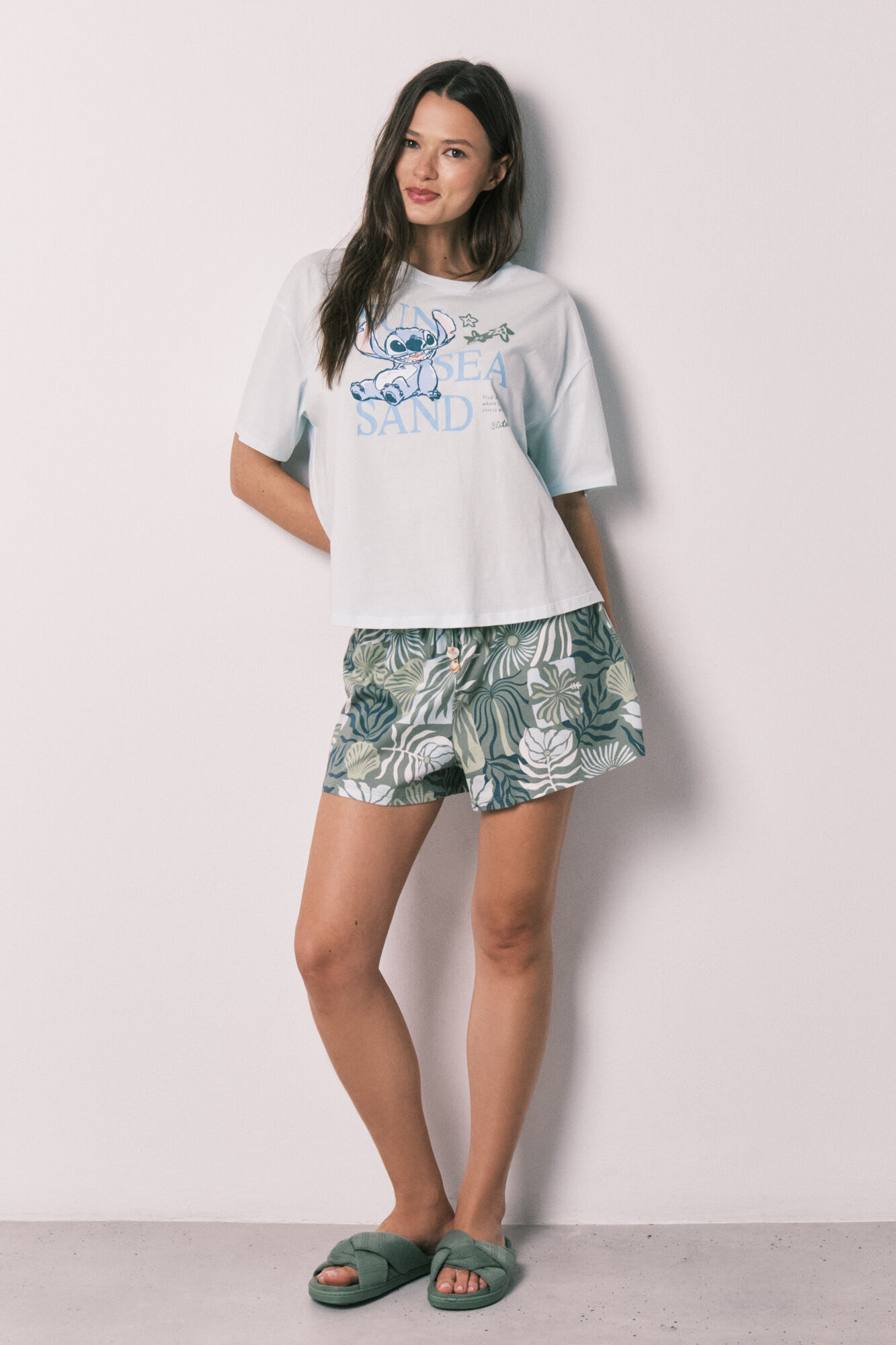 Women'secret Pijama corta de manga corta Stitch azul