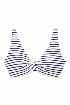 Womensecret Top de bikini con cuello cuello halter y rayas azul marino azul