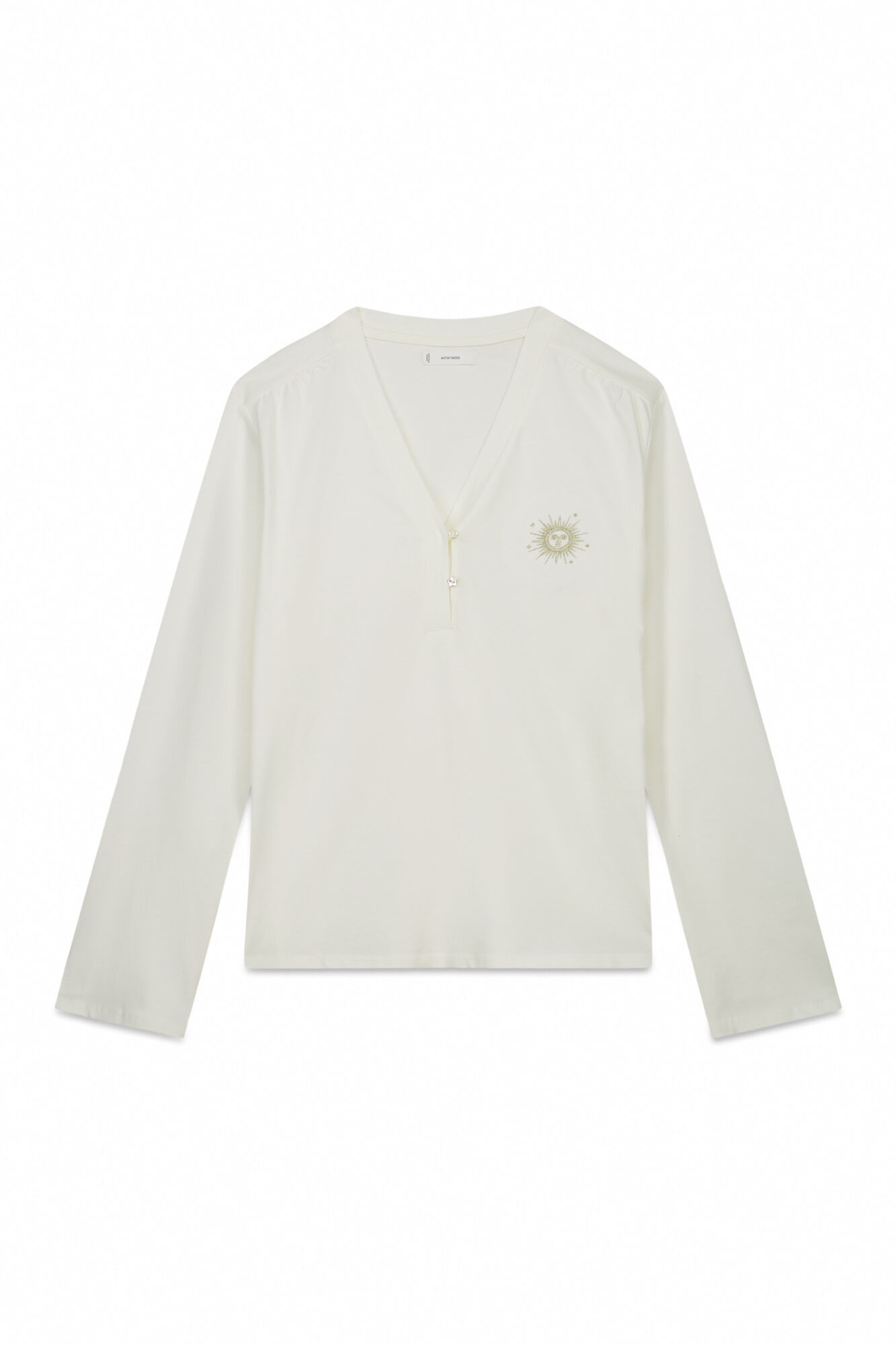 Women'secret Playera blanca de manga larga 100% algod&oacute;n blanco