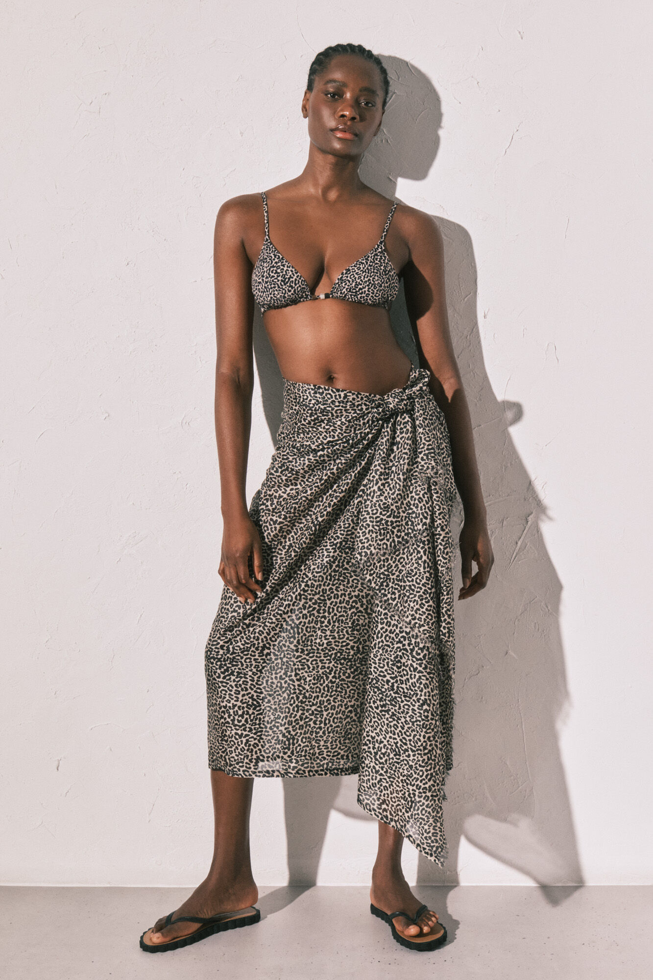 Women'secret Top bikini triangular animal print blanco