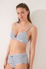 Womensecret Panty de bikini boxer con rayas de color azul marino