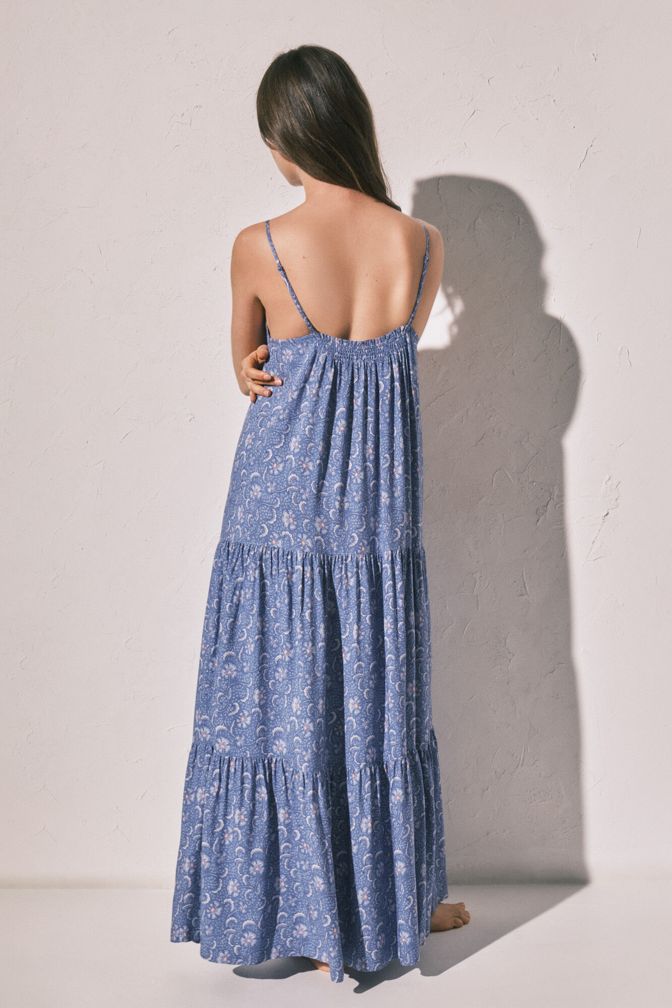 Women'secret Vestido largo de tirantes estampado estampado
