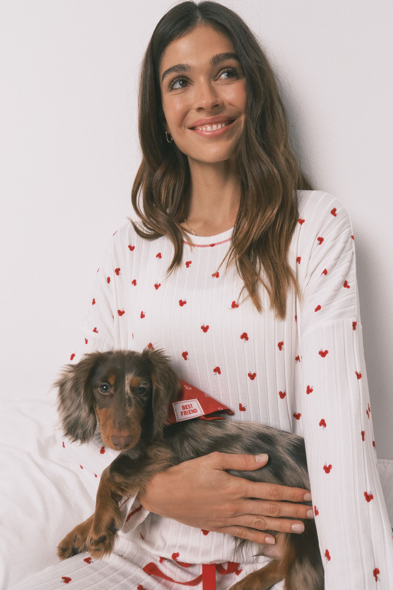 Women'secret Bandana para perro con estampado de corazones roja