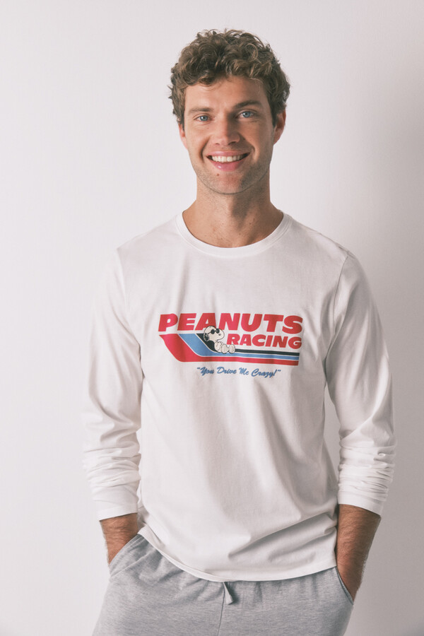 Women'secret Pijama larga de Snoopy 100% algodón  marfil