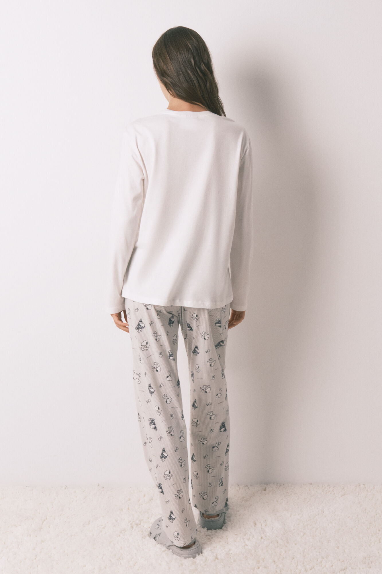Women'secret Pijama larga de Snoopy 100% algod&oacute;n blanco