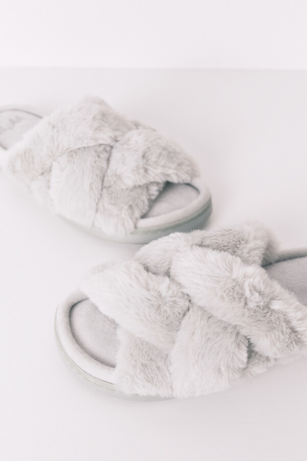 Women'secret Pantuflas con pelo verde  verde