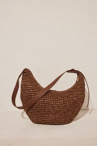 Women'secret Bolso hombro rafia marr&oacute;n