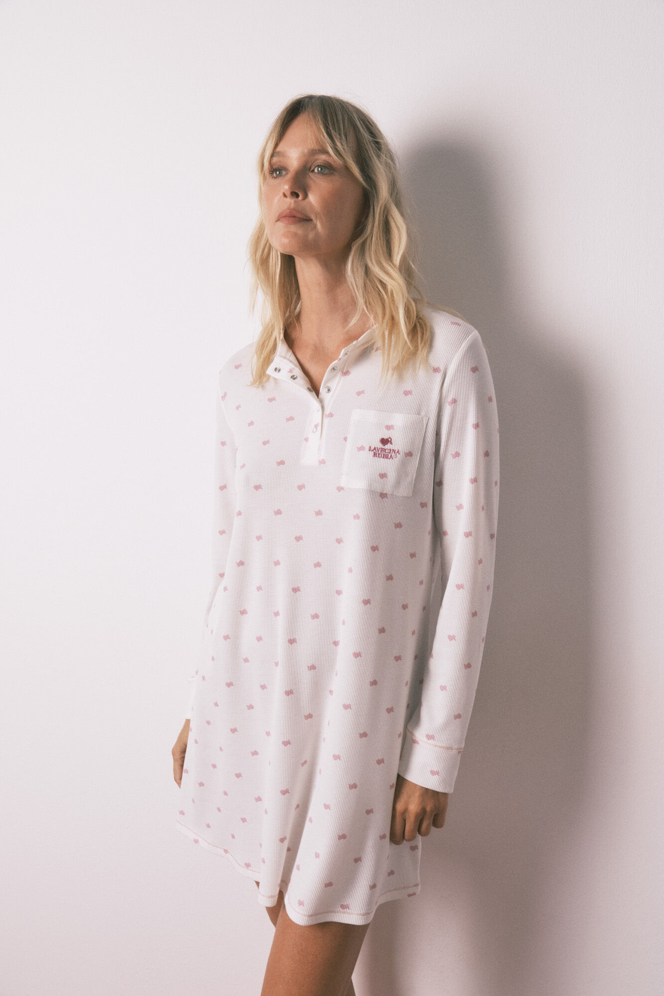 Women'secret Camis&oacute;n midi tejido Waffle  estampado