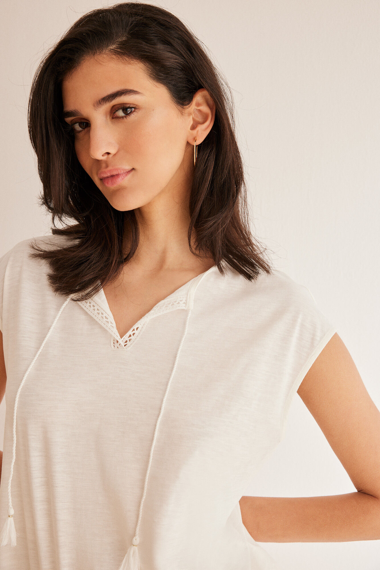 Women'secret Playera textura flam&eacute; marfil marfil