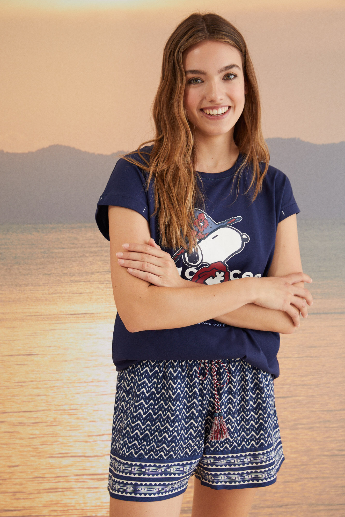 Women'secret Camiseta 100% algod&oacute;n Snoopy azul azul