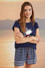 Women'secret Camiseta 100% algod&oacute;n Snoopy azul azul