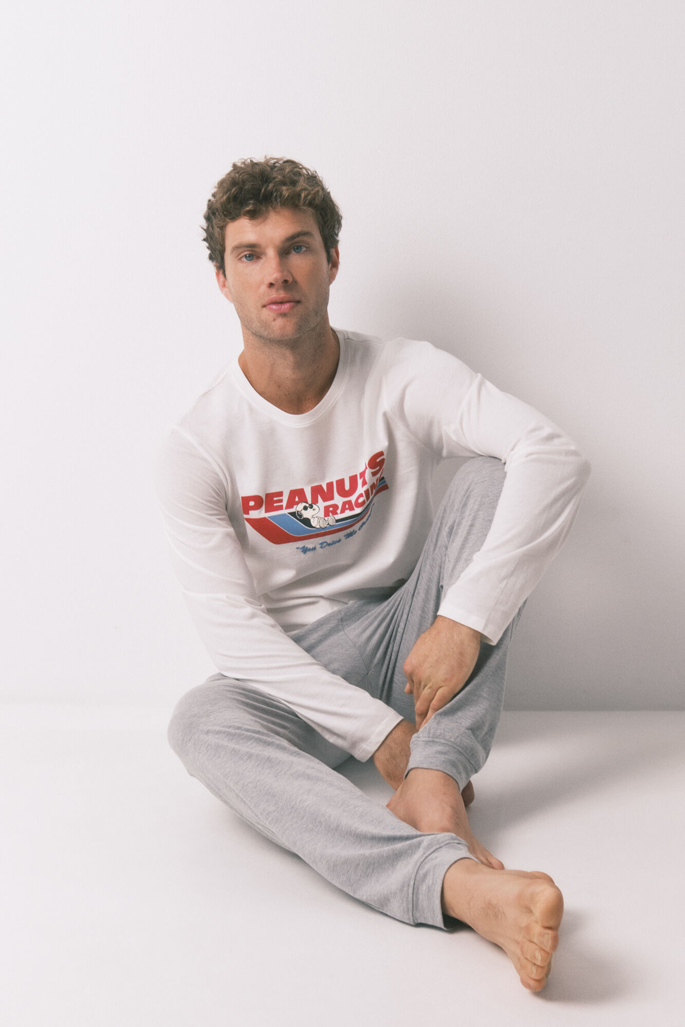 Women'secret Pijama larga de Snoopy 100% algod&oacute;n  gris