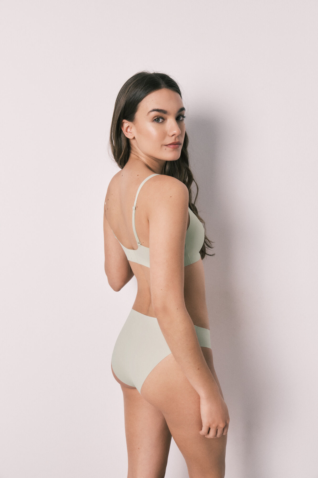 Women'secret Top cuello halter liso de corte limpio verde verde