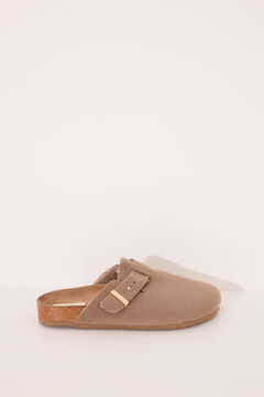 Womensecret Pantuflas para casa tipo zueco color beige café