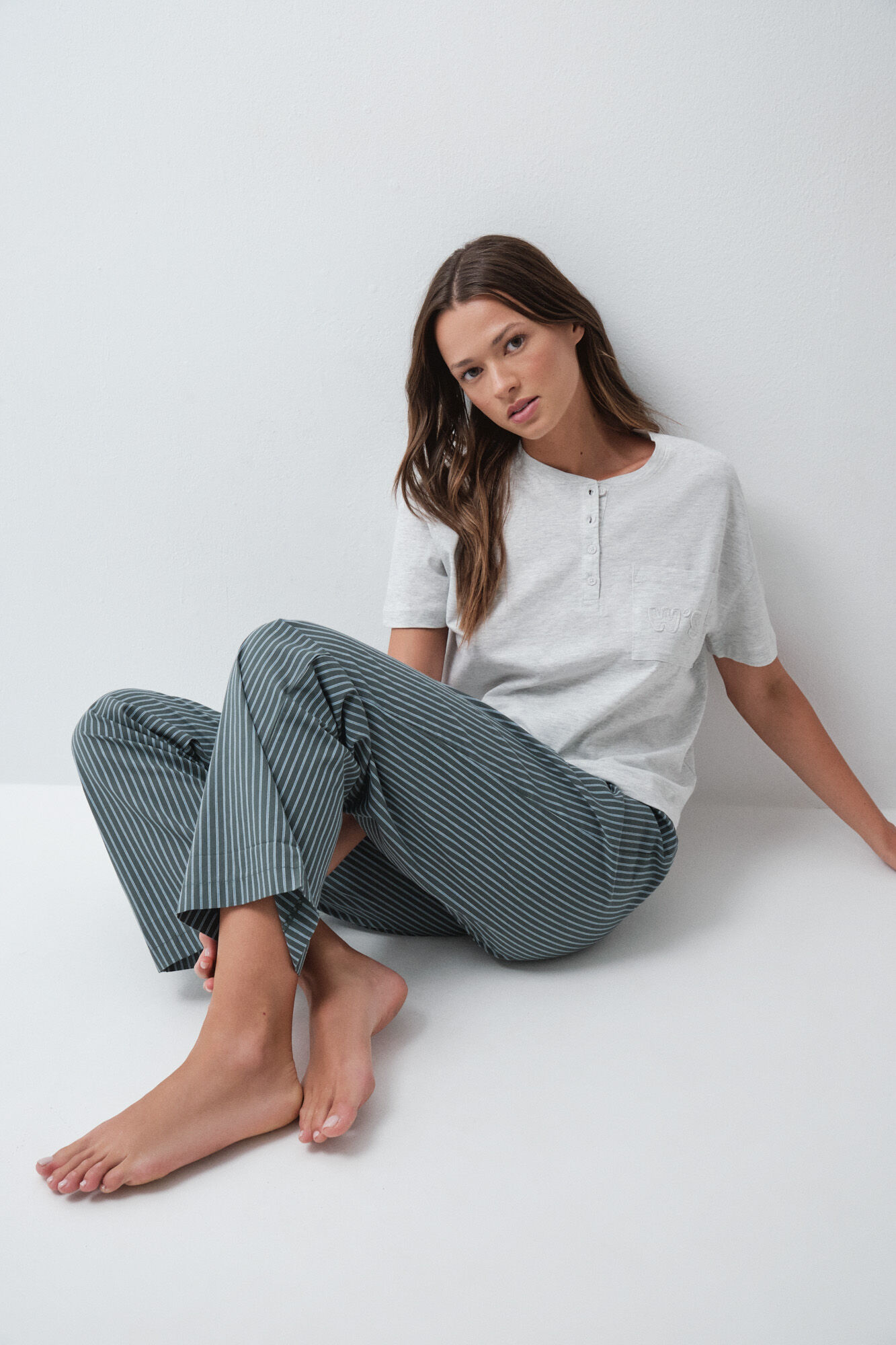 Women'secret Pantal&oacute;n largo de rayas verde