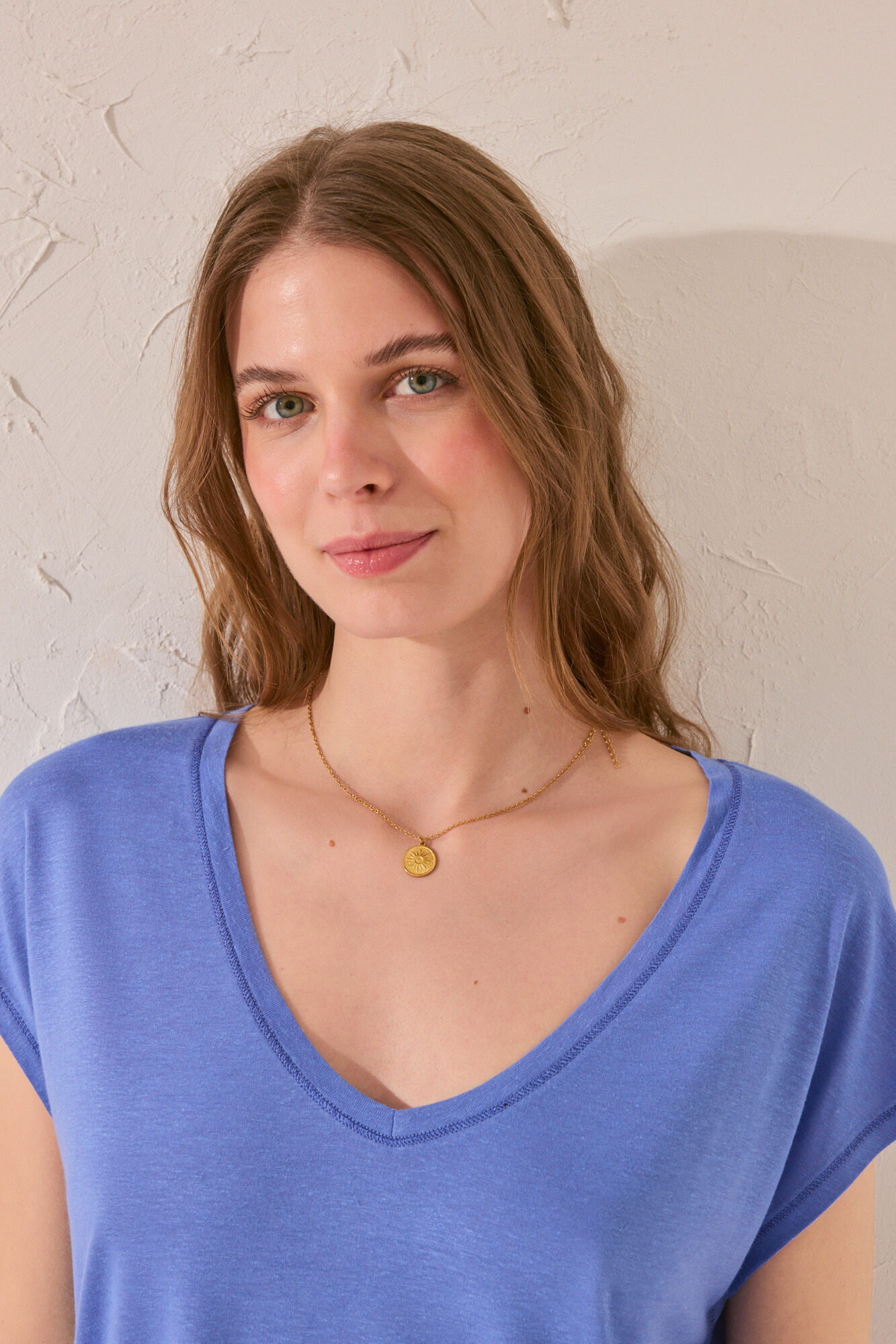 Women'secret Playera de manga corta de viscosa azul claro