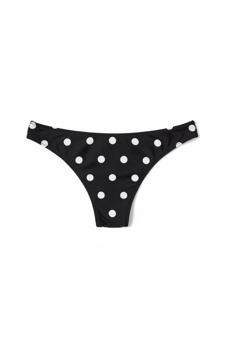 Women'secret Panty de bikini brasile&ntilde;o estampado de puntos reversible negro