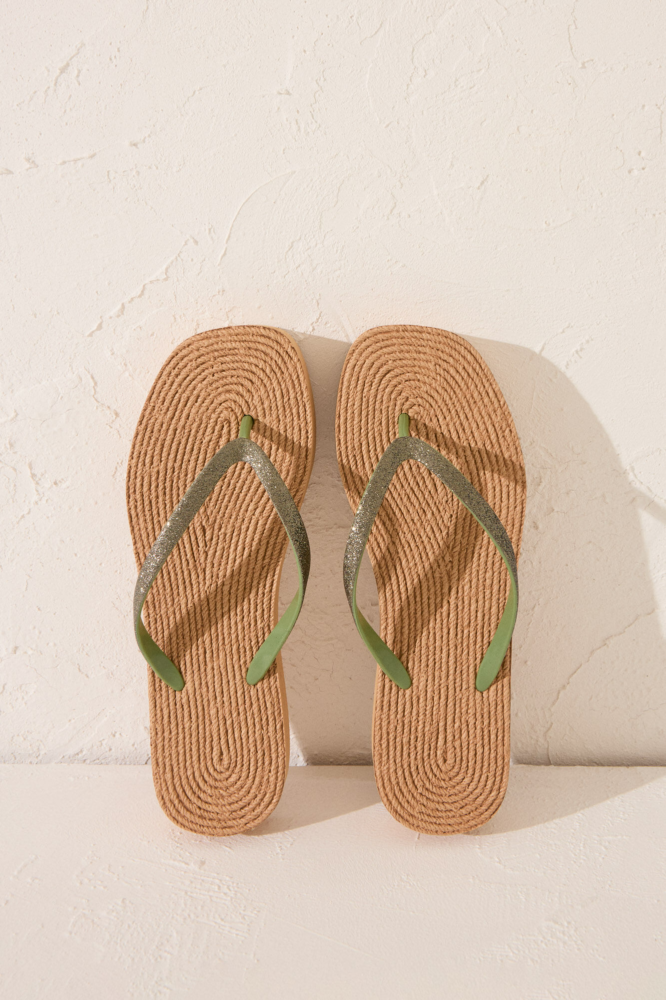 Women'secret Chanclas de plataforma con efecto rafia  caf&eacute;