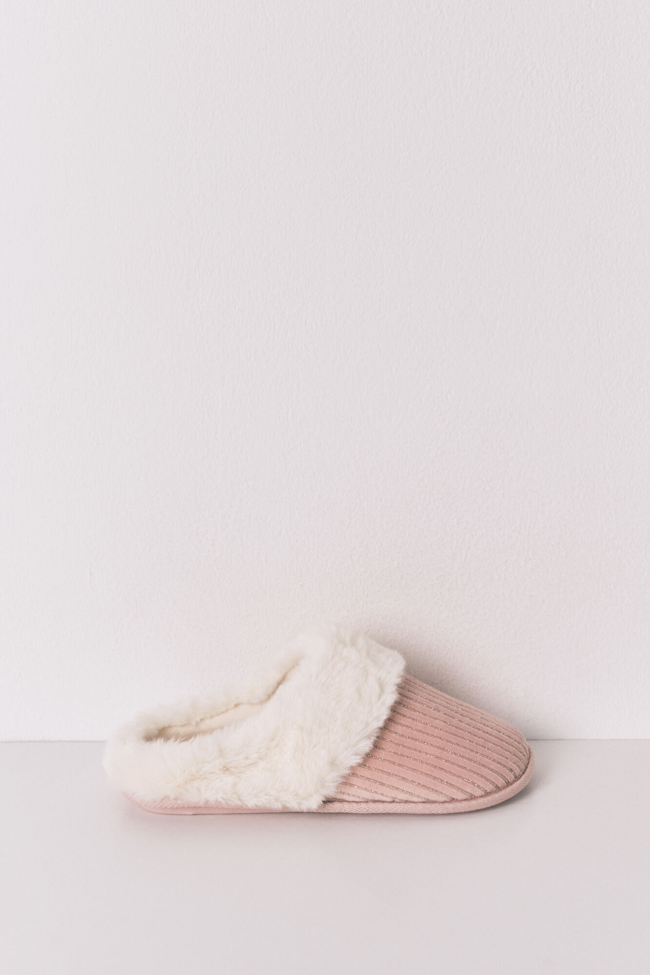 Women'secret Pantuflas para casa de pelo de lurex rosa rosa