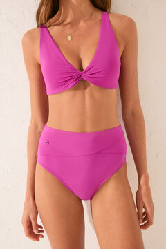 Womensecret Panty de bikini de cintura alta con efecto moldeador morado/lila