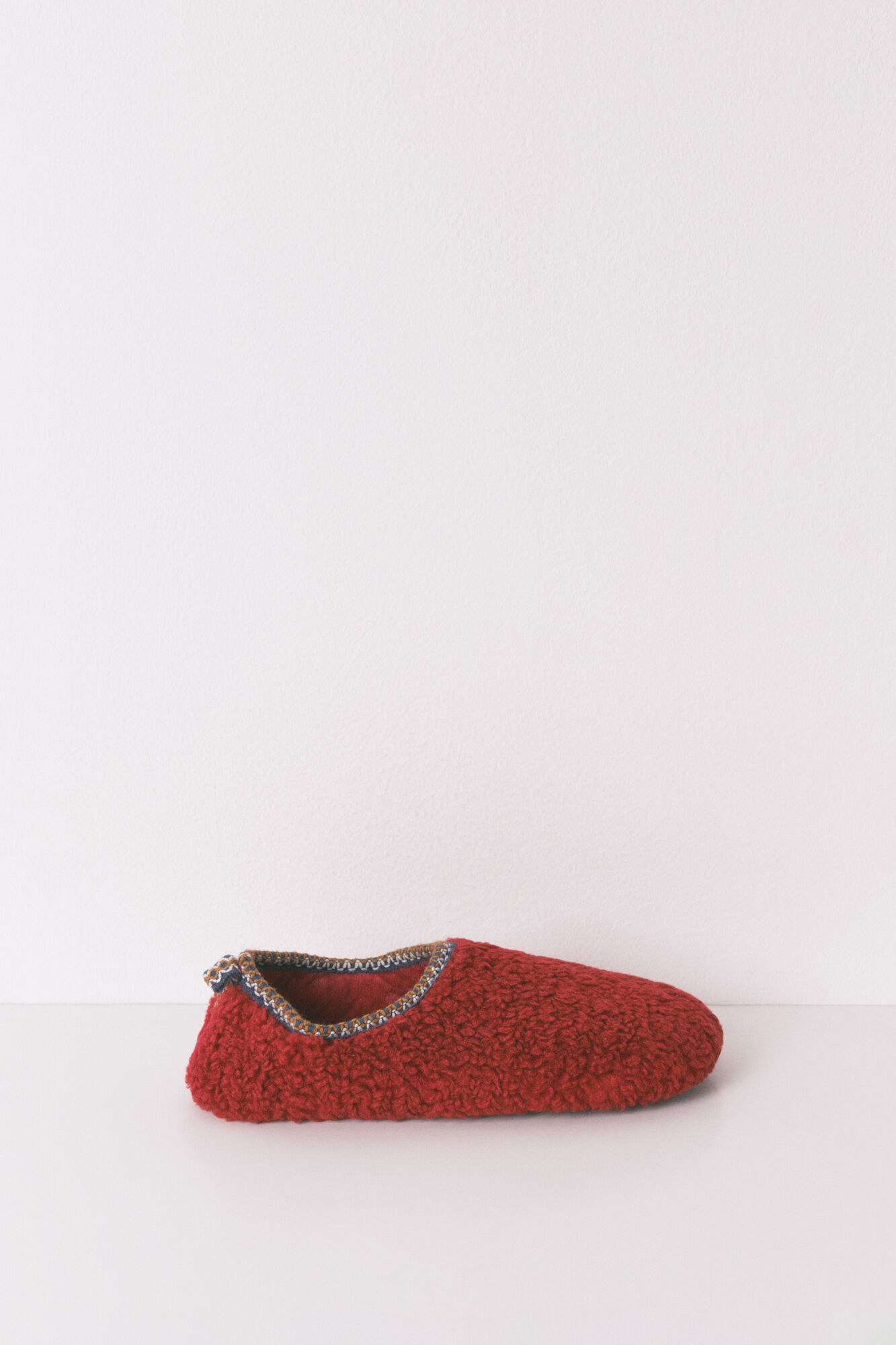 Women'secret Pantuflas para casa rojas de borrego rojo