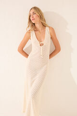 Womensecret Vestido largo blanco de crochet  marfil