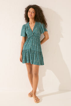 Womensecret Vestido corto estampado lazo cintura estampado
