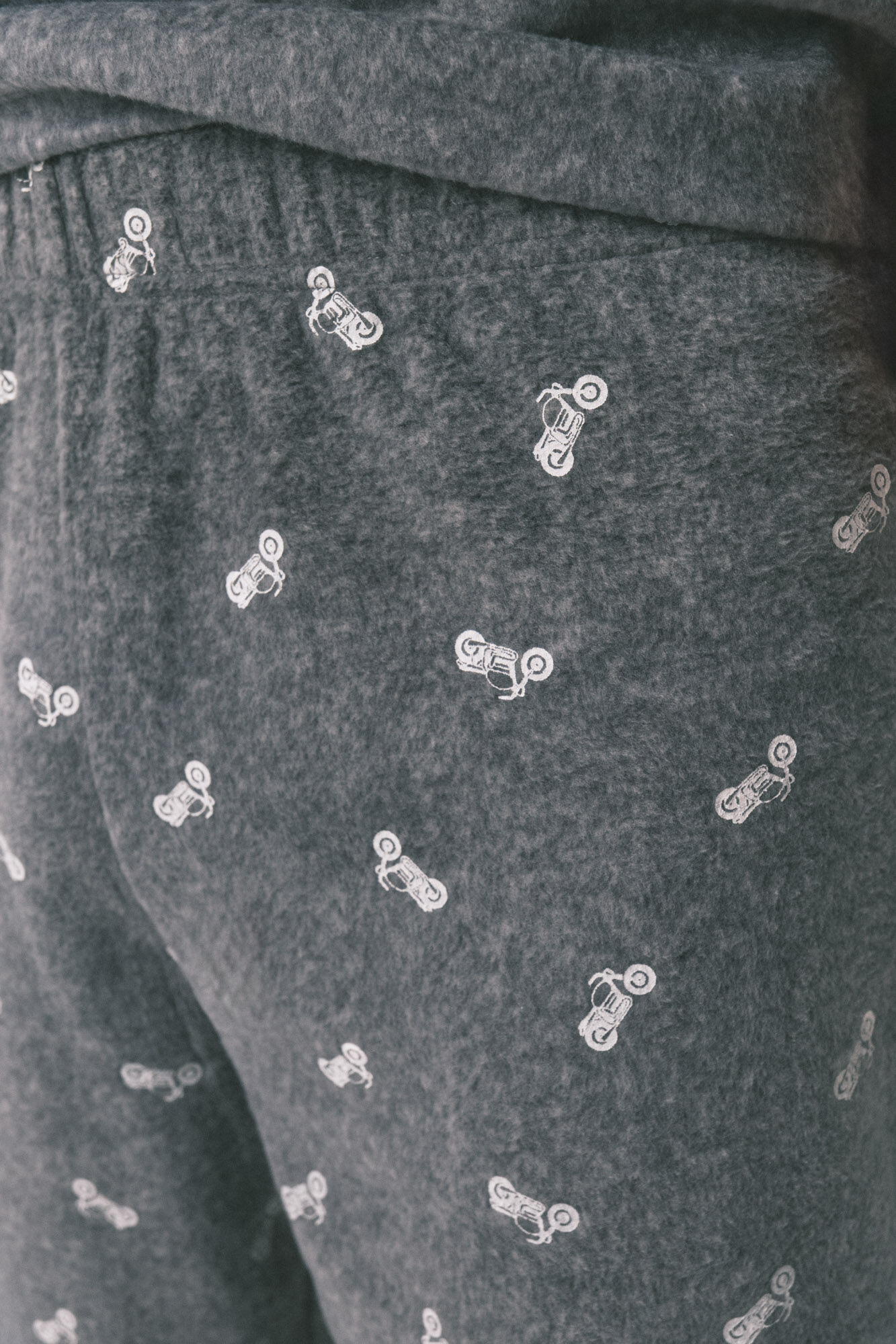 Women'secret Pijama larga de forro polar para hombre "Motocicleta" gris