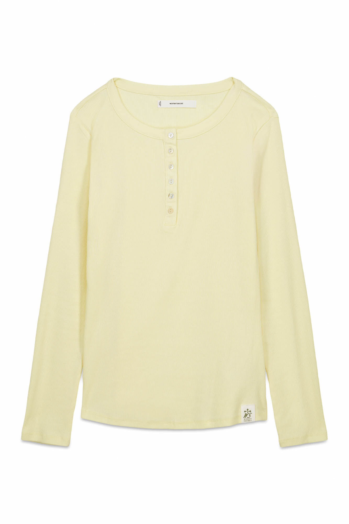 Women'secret Playera manga larga de algod&oacute;n amarilla amarillo