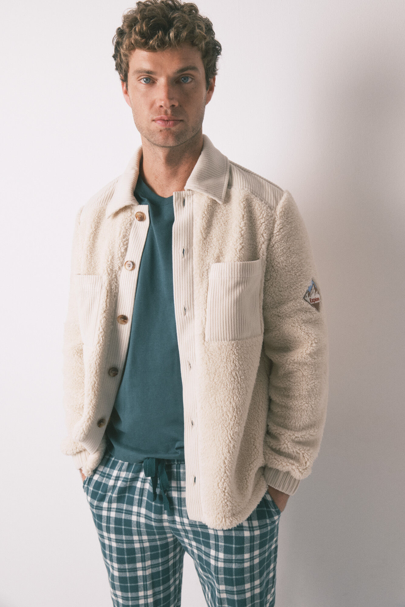 Women'secret Bata lisa midi de borrego beige  beige