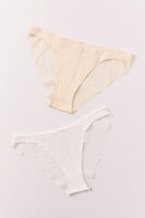 Women'secret Pack 2 panties cl&aacute;sicas de algod&oacute;n blanco y amarillo amarillo