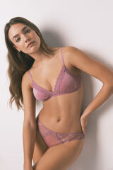 Women'secret Panty cl&aacute;sica de encaje rosa y plumetti rosa