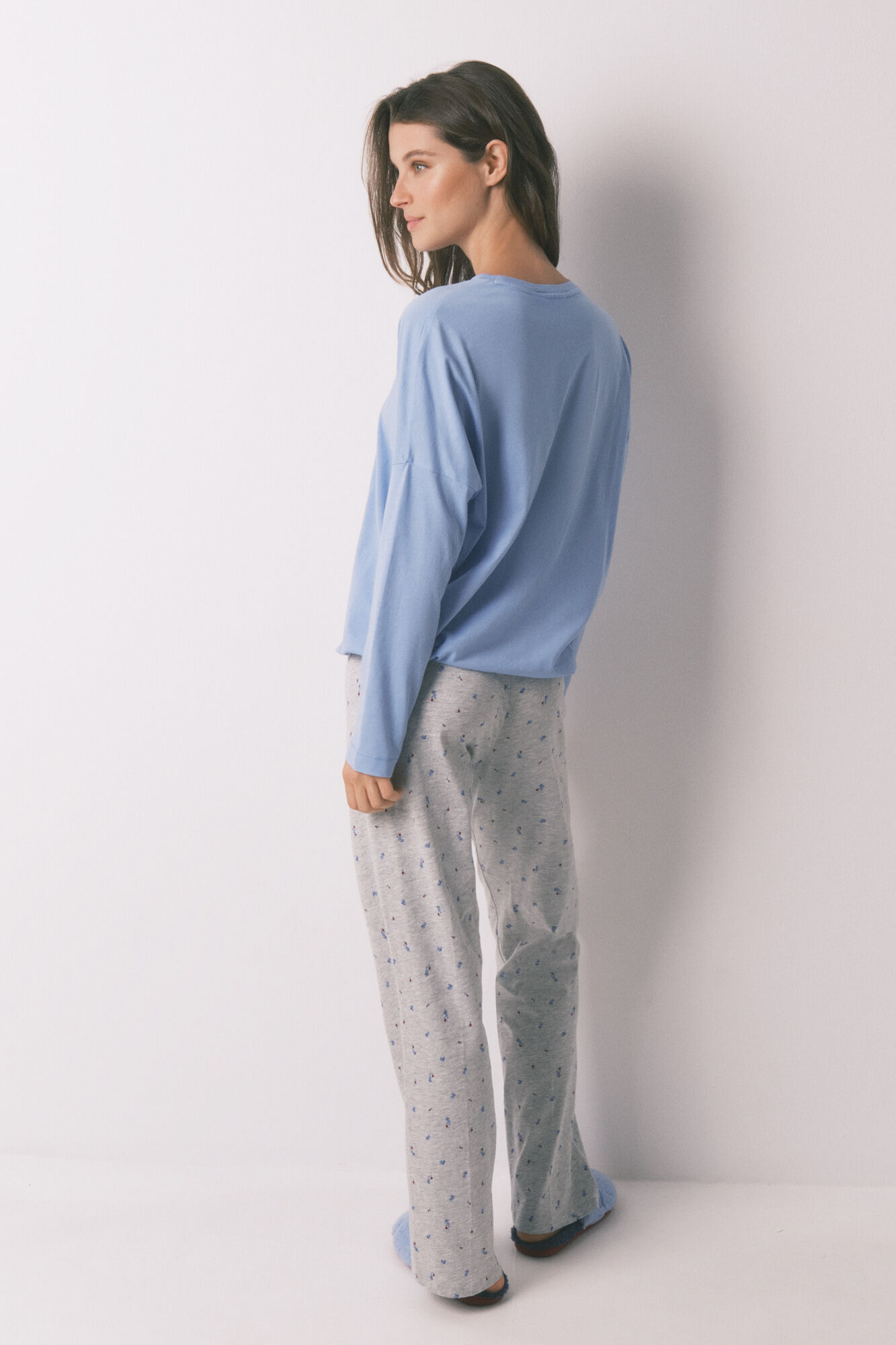 Women'secret Pijama larga algod&oacute;n Snoopy azul  estampado