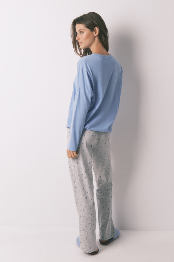 Women'secret Pijama larga algodón Snoopy azul  estampado