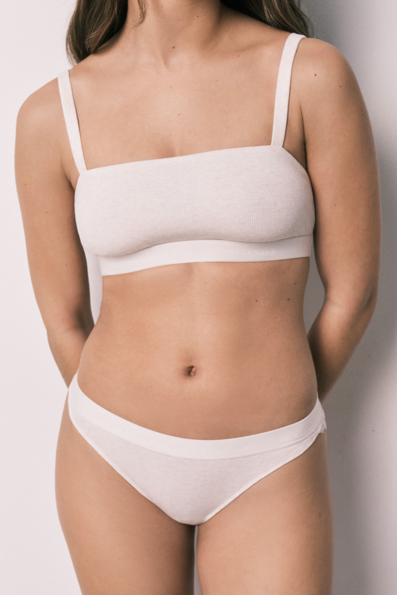 Women'secret Panty cl&aacute;sica acanalada de algod&oacute;n beige marfil