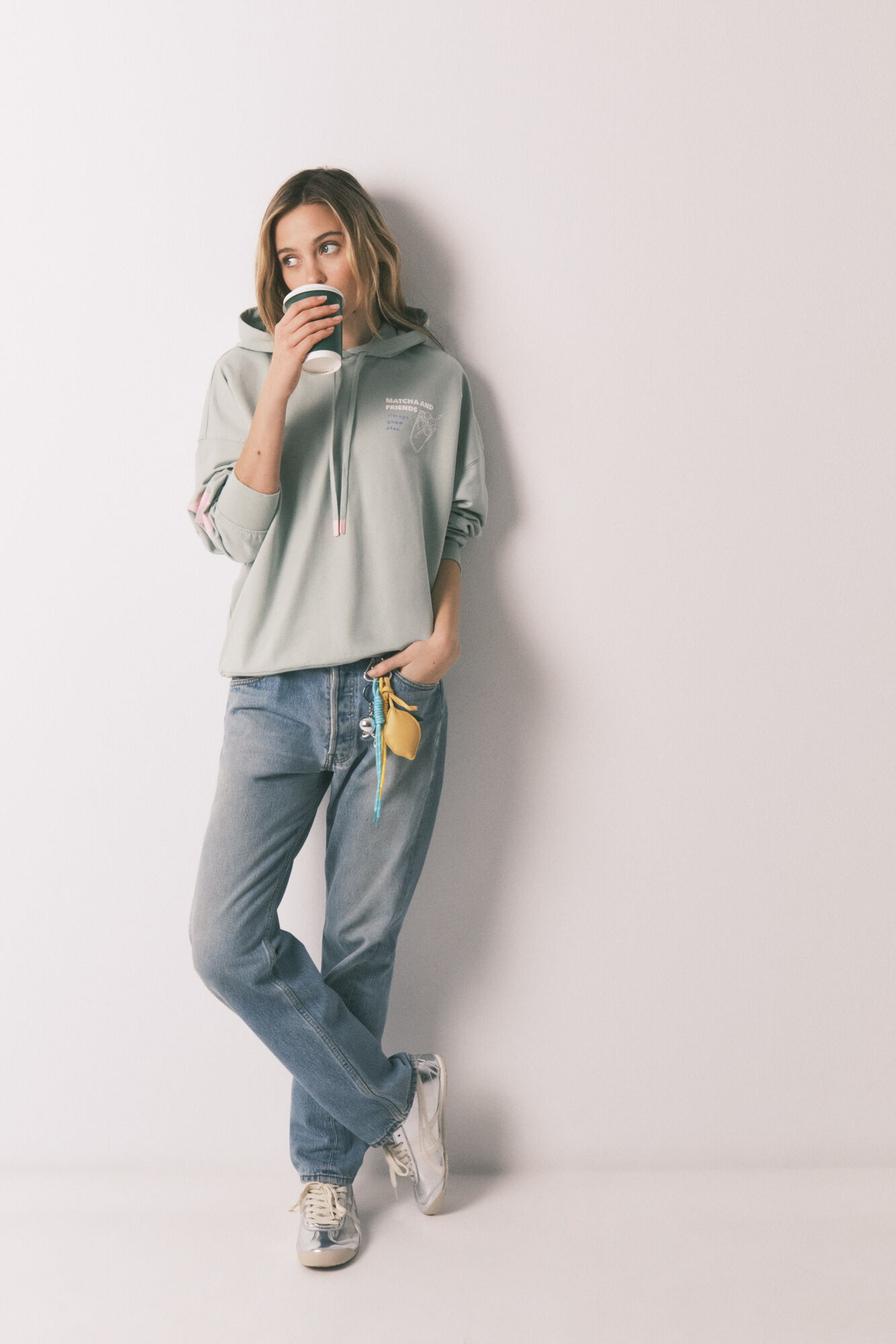 HI&BYE Sudadera con capucha de felpa de algod&oacute;n verde verde