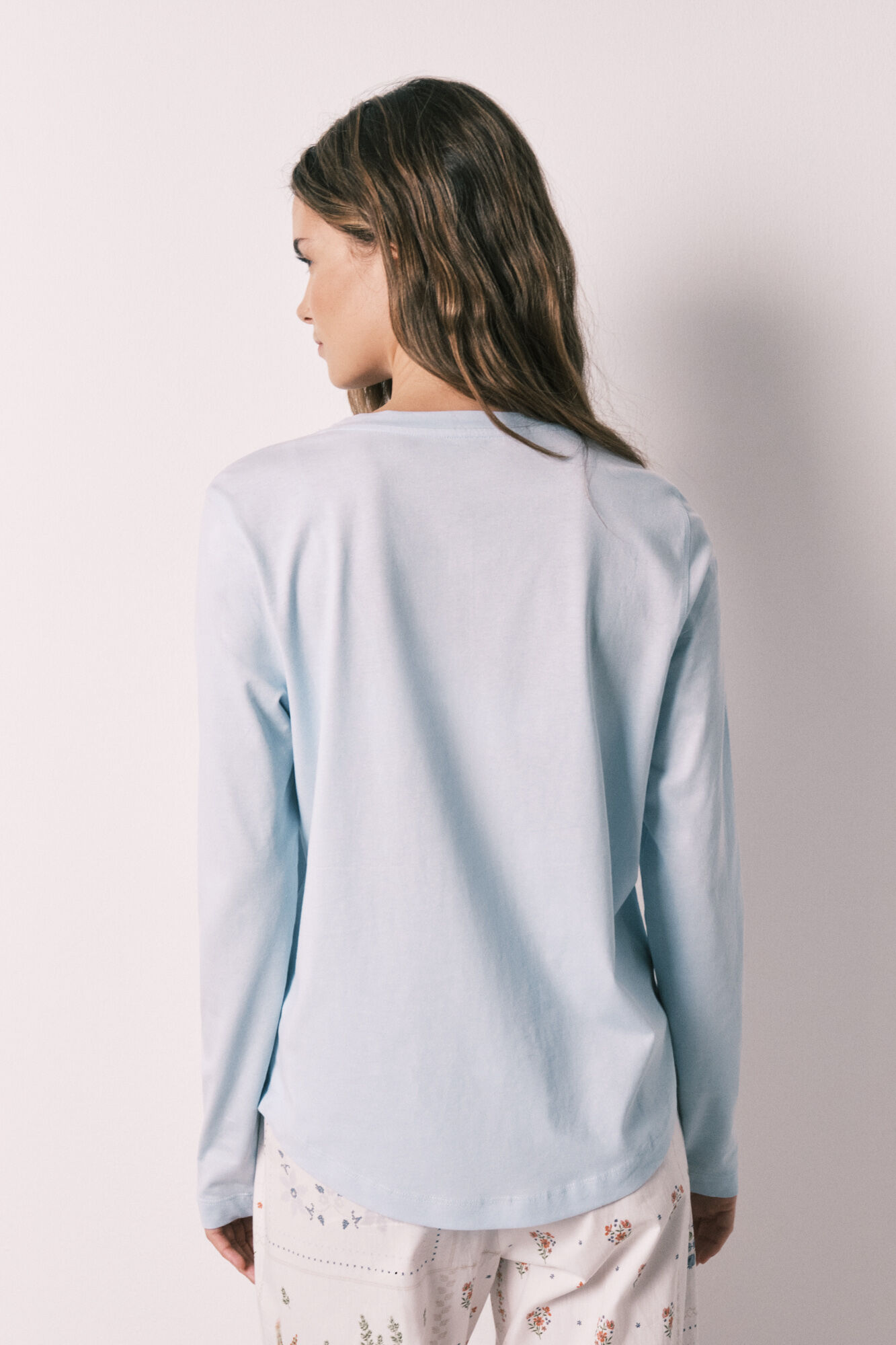 Women'secret Playera manga larga 100% algod&oacute;n azul azul