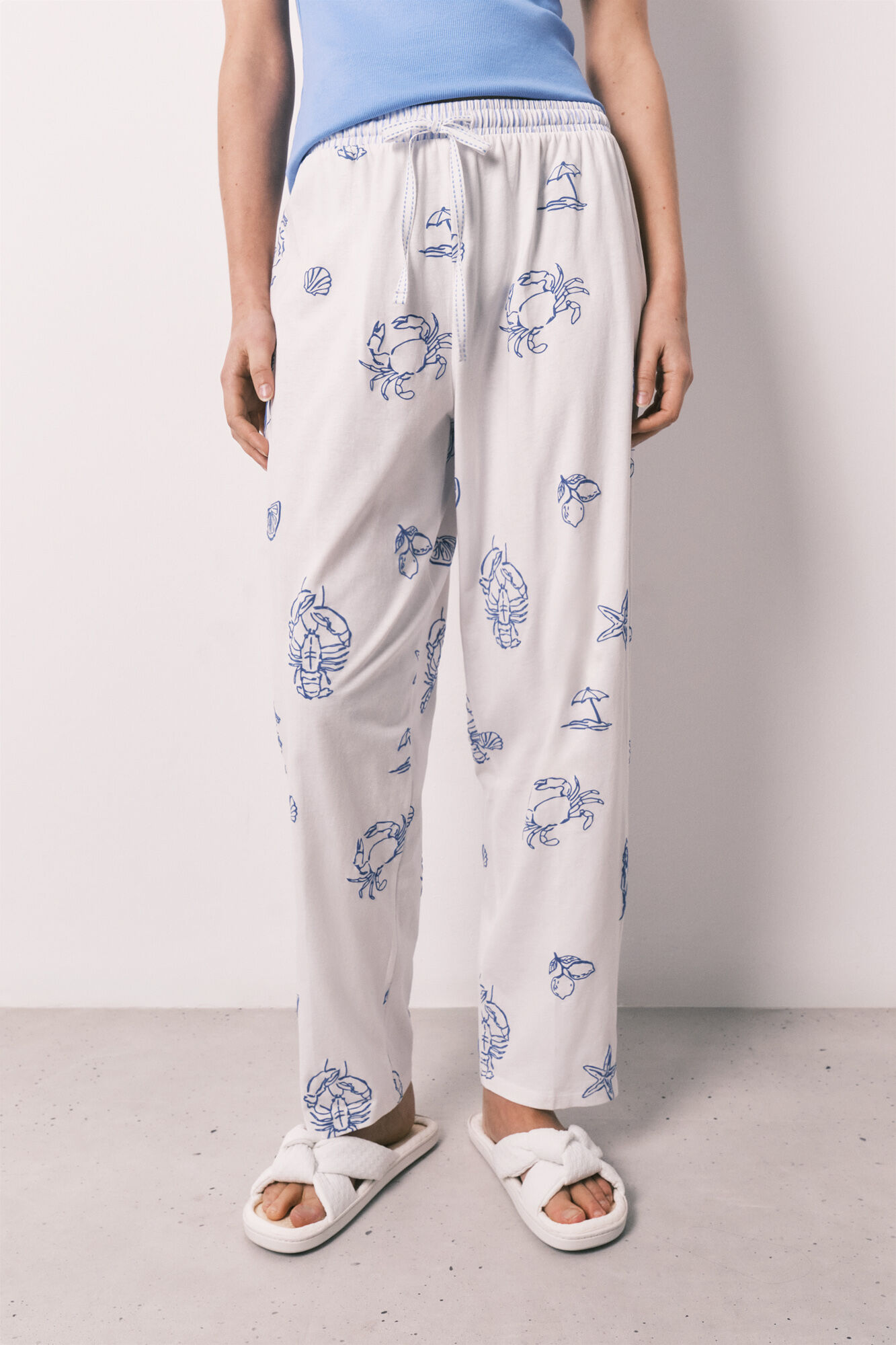Women'secret Pijama larga de tirantes de algod&oacute;n azul azul