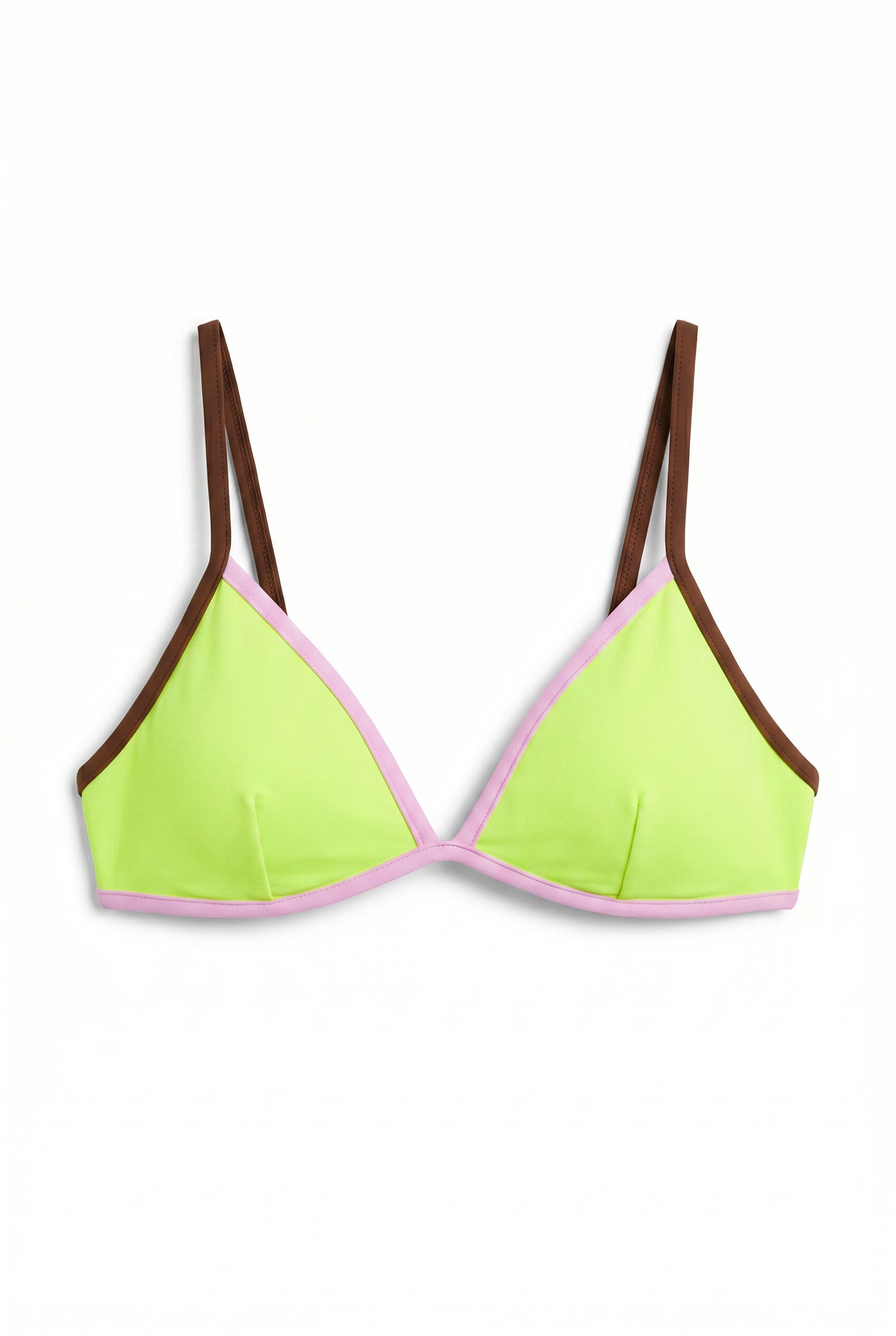 HI&BYE Top bikini triangular fijo amarillo estampado