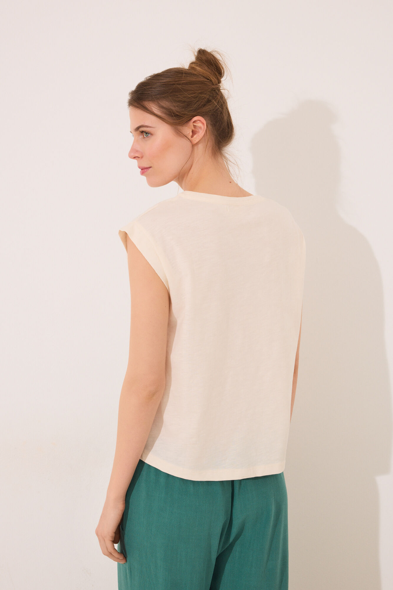 Women'secret Playera de manga blanca  marfil